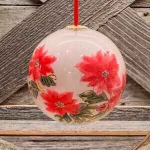 Vintage Pacific Division Li Bien Glass Poinsettia Ornament-Christmas Decor-3.5”
